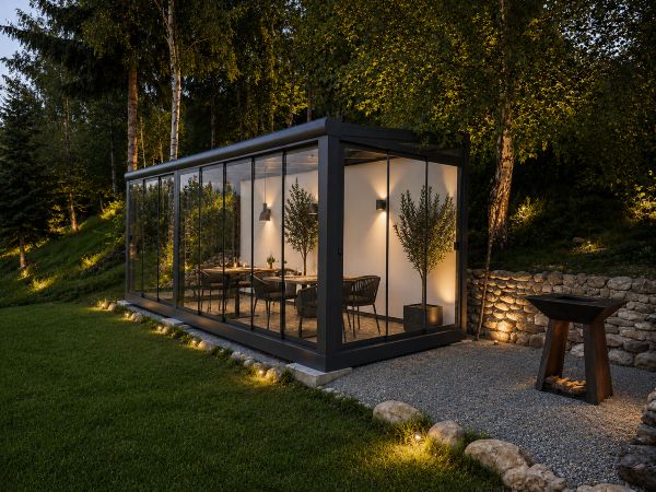Casa de Sticlă Max | Container Modular cu Sticlă Panorama 8×3 m